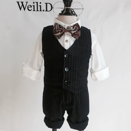 Платье для мальчиков, детский комплект, костюм, жилет, в британском стиле