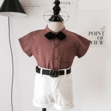 Детское платье для мальчиков, жилет, рубашка, комплект, пиджак классического кроя, комбинезон, в британском стиле, короткий рукав