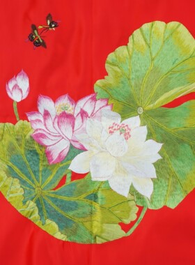 荷花图莲花图装饰画手工绣品民族风京绣手工刺绣diy衣服改造布料