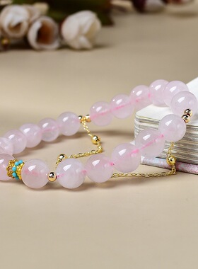 天然粉水晶手链女款单圈时尚百搭饰品礼物送女友闺蜜生日礼物