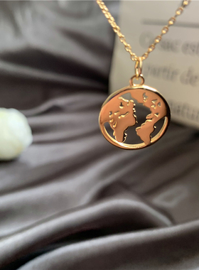 STPY你的世界地图纯银18K锁骨链