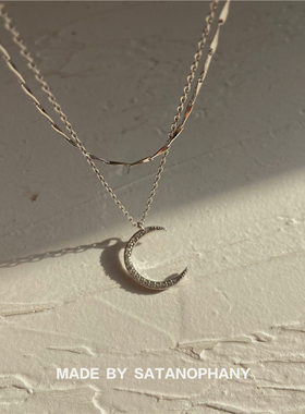 通体纯银双层叠戴微镶锆石锁骨链