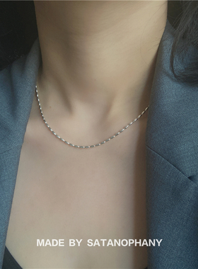 极简银小米粒橄榄素链项链毛衣链