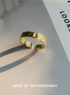 高级感简约指环法式轻奢个性金箔