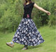 0Cotton and linen printed flared Xemia seaside skirt