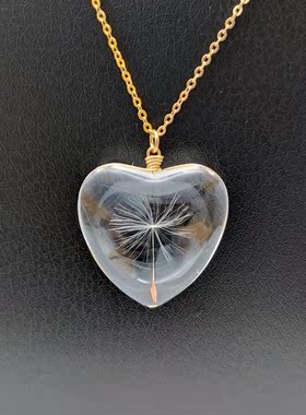 原创蒲公英爱心镀金项链女简约款