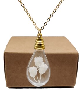 原创满天星永生花镀金项链