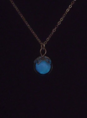 原创蓝色夜光纯银项链