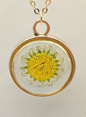 原创向日葵永生花镀金项链