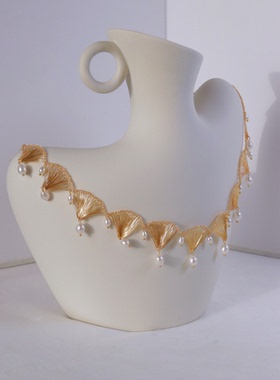 蕾丝项链锁骨链复古迷人小众气质设计师原创金色珍珠法式优雅