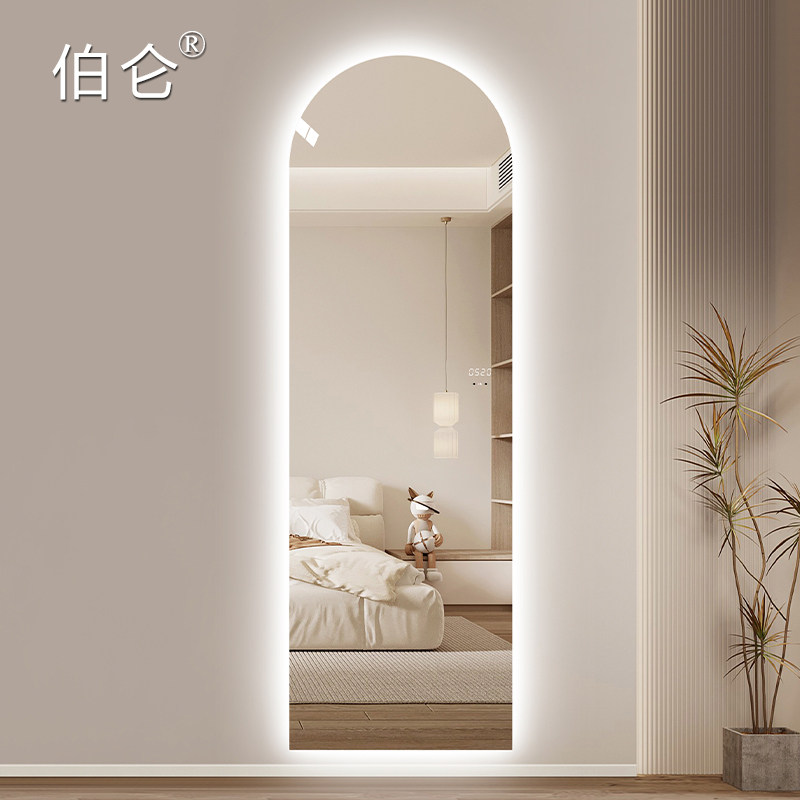 智能LED穿衣镜拱形全身镜子带灯挂墙家用衣帽间触摸试衣镜装饰镜_虎窝淘