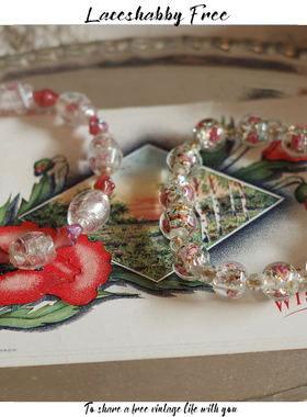 手链饰品椭圆红色朵花收环