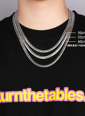 不生锈不掉色钛钢压花古巴项链