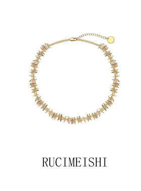 小众编织锆石复古项链