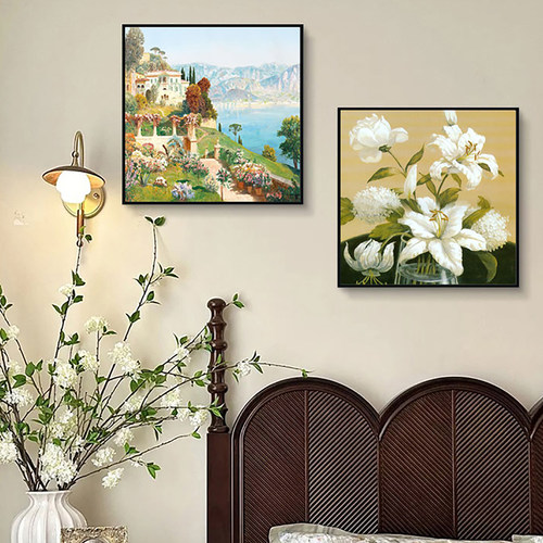 法式餐厅装饰画斋浦尔花园客厅沙发背景墙挂画中古风玄关饭厅壁画 - 图1