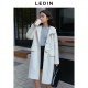 Leting Korean girly style long hooded horn button coat for women winter sheep wool coat