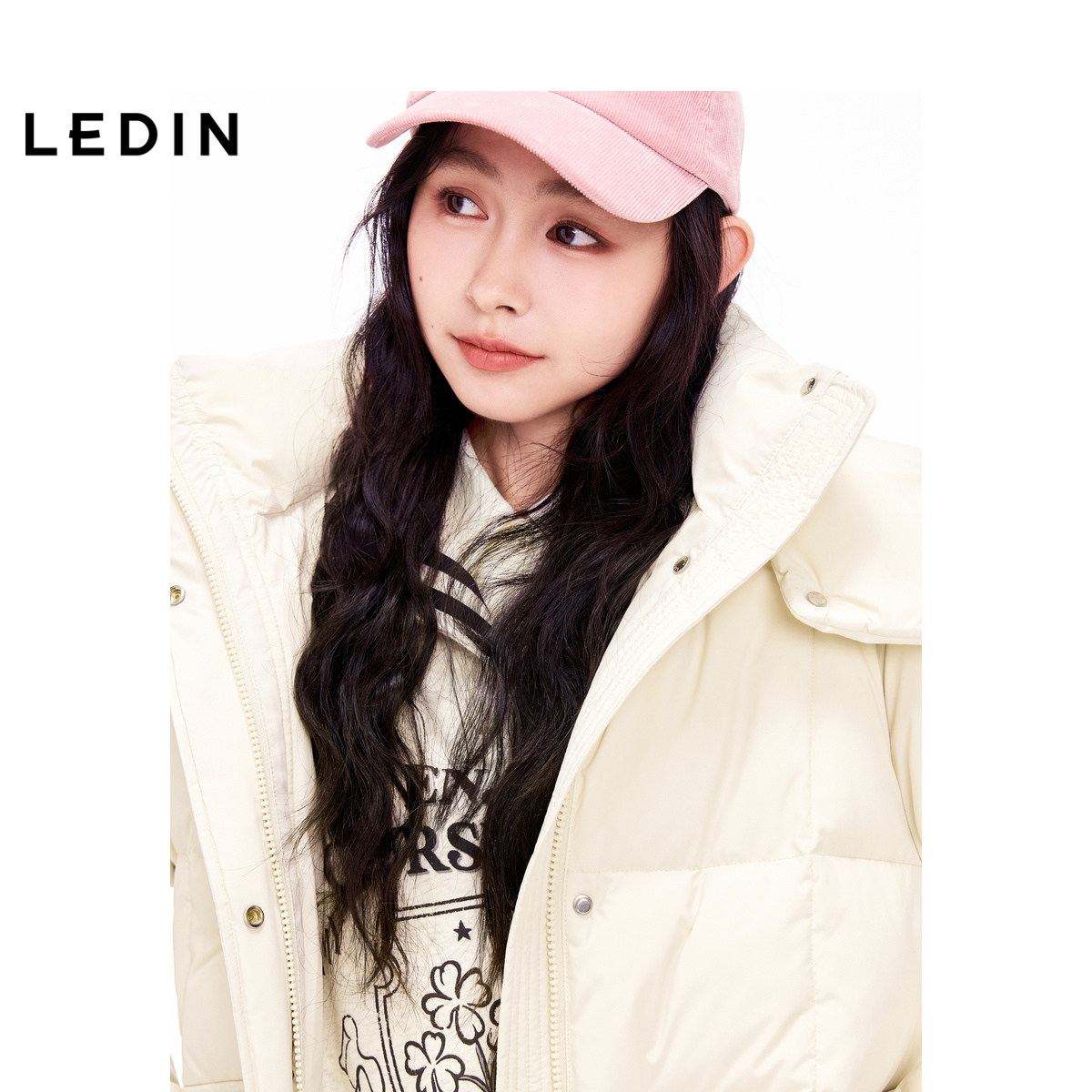 【商场同款】乐町连帽宽松羽绒服冬季新款保暖外套C2ACE4333 - 图0