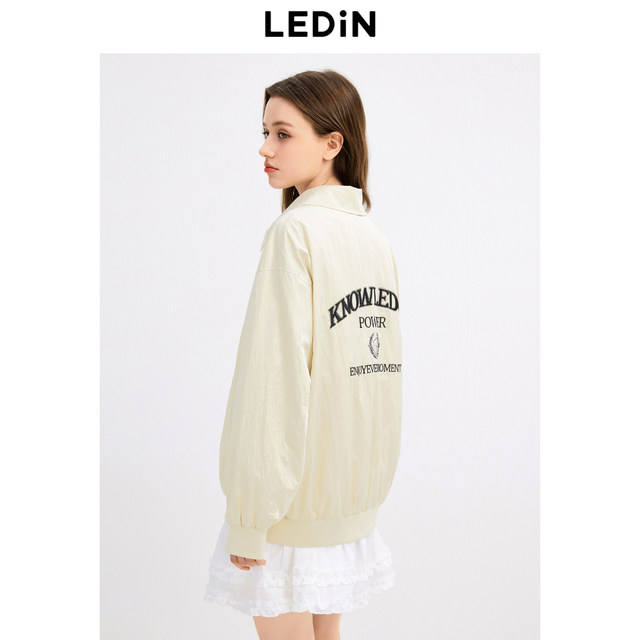 Lecho Korean Academy Style 2024 Autumn New Small Picture Embroidered Lapel Casual Loose Baseball Suit Jacket Jacket