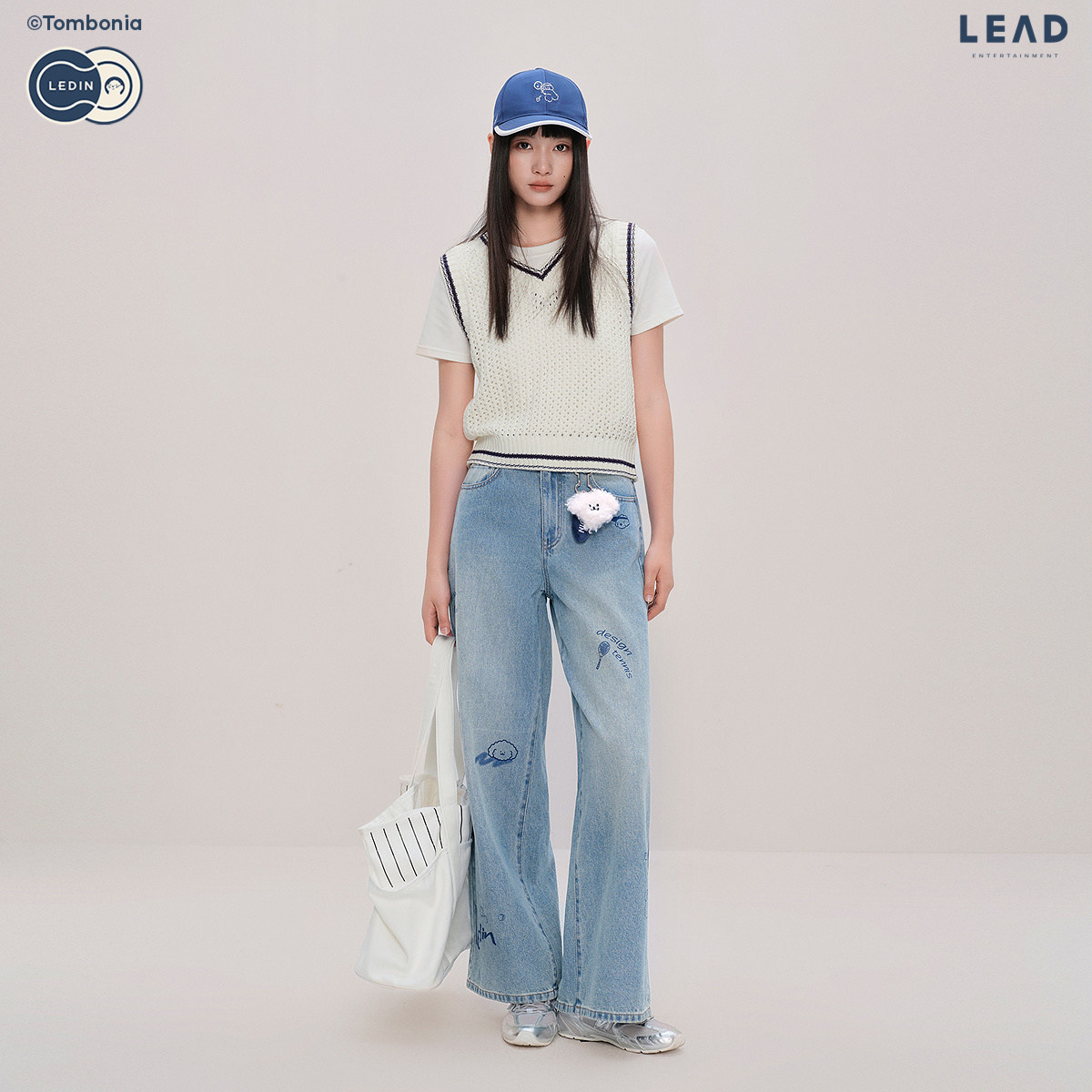 【tombonia联名】乐町商场同款印花直筒宽松水洗牛仔裤C2HAF3348