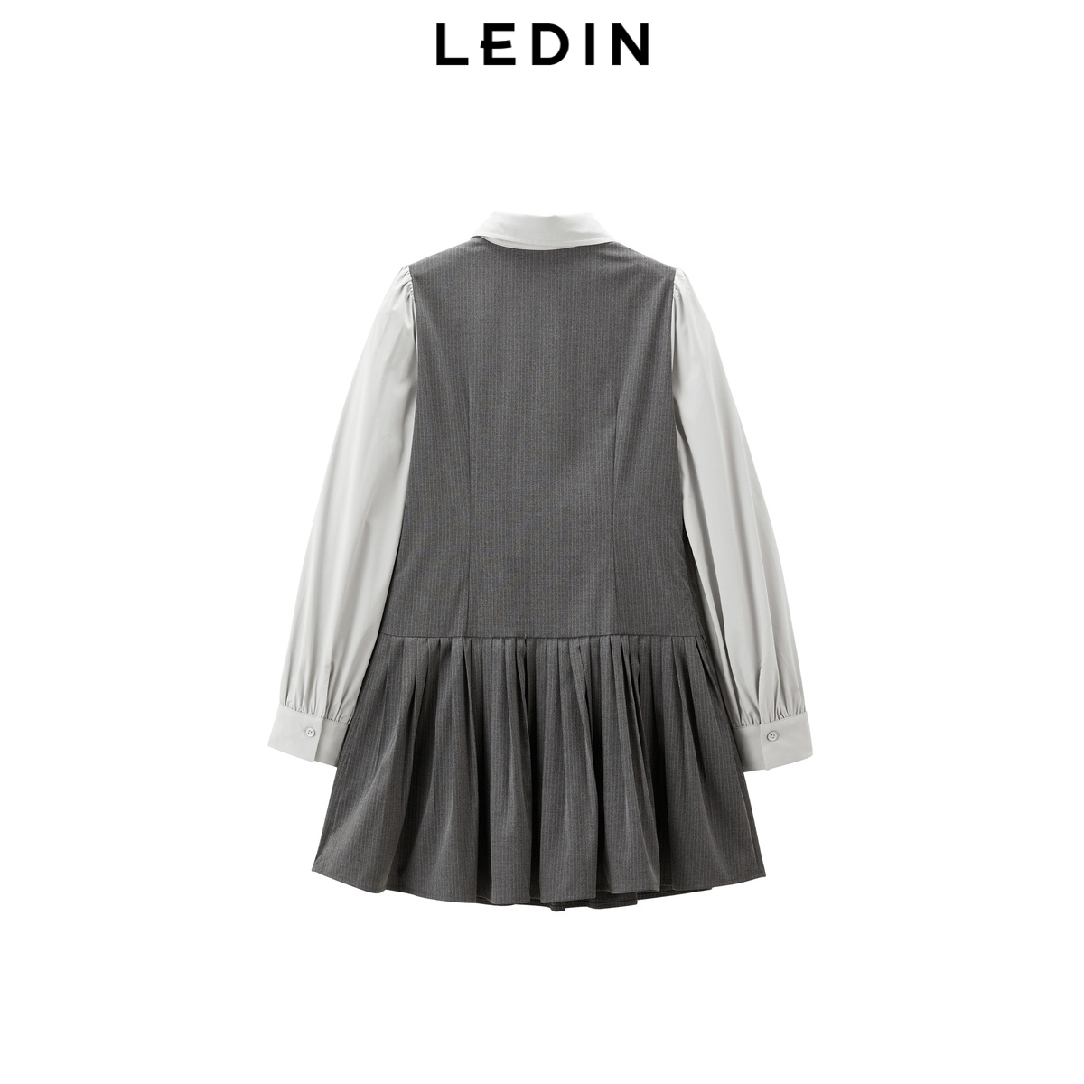 【商场同款】乐町学院风拼接连衣裙25春新款OL风长袖裙C2FAF1104* - 图3