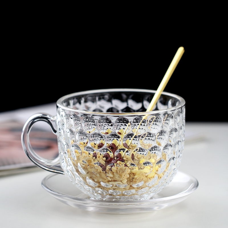 早餐杯牛奶杯麦片杯家用藕粉玻璃水杯女咖啡杯带把花茶杯子办公杯