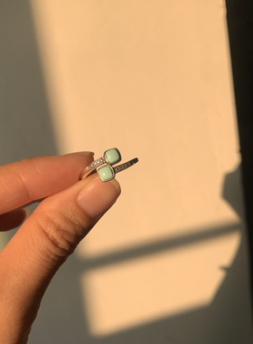 s925纯银镶嵌原矿绿松石南红戒指