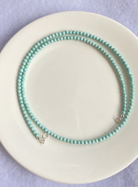 天然原矿绿松石项链锁骨链细款女