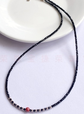 天然黑尖晶多巴胺风叠戴项链