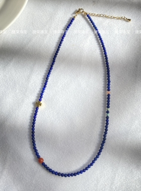 约3mm天然青金石小众项链锁骨链