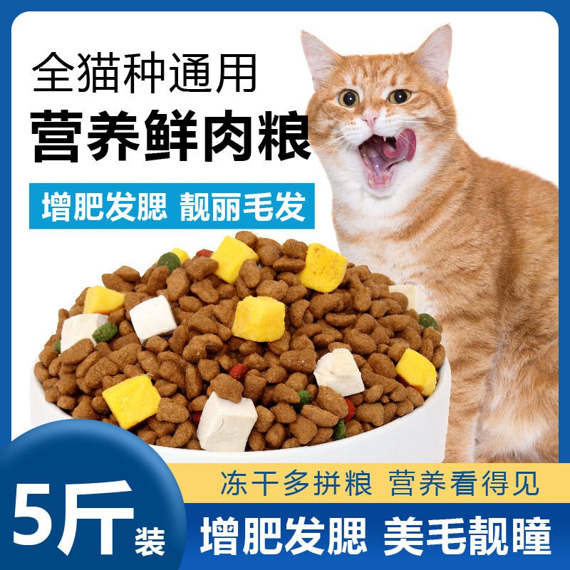 猫粮通用型5斤海洋鱼味成猫幼猫粮食特价包邮流浪猫500g一斤增肥 - 图0