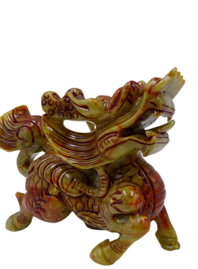 岫玉麒麟摆件镇宅招财送子新古典