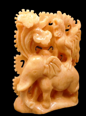 红玉石吉象如意摆件招财祝福客厅