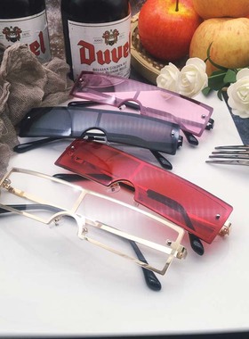 小框长方形透明个性墨镜网红同款