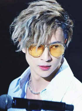 薛之谦江疏影黄色眼镜韩版复古