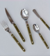 Designer spot French sabre green knife and fork spoon