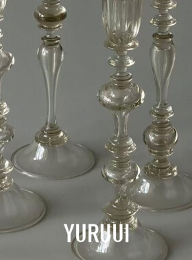 [YURUUI设计师]捷克STEPANEK GLASS 古典手工烟灰色玻璃烛台