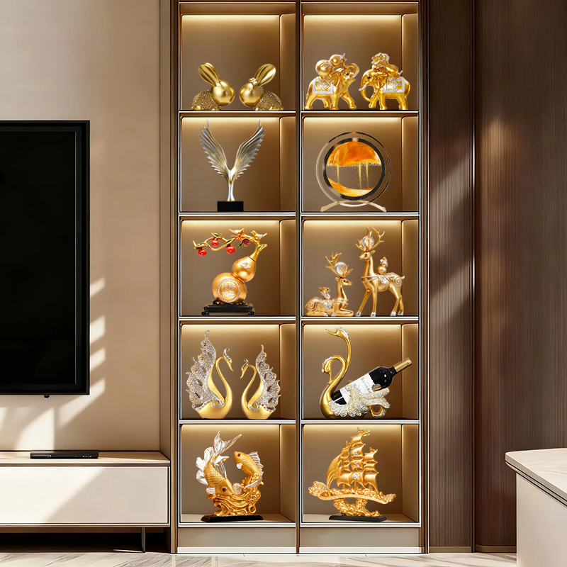 新中式家居双开5层套装玻璃酒柜高端装饰品轻奢电视柜摆件乔迁礼,淘宝优惠券,粉丝福利购,淘宝优惠卷