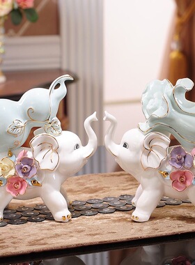 宏赫新中式白色陶瓷葫芦象批量现代茶几电视柜卡通摆件高档客厅