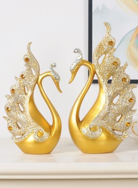 宏赫现代轻奢高档电视柜天鹅摆件酒柜装饰品客厅桌面玄关工艺家居