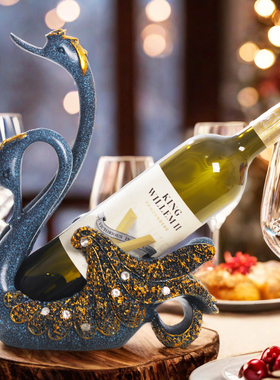 宏赫轻奢天鹅红酒架酒柜电视柜