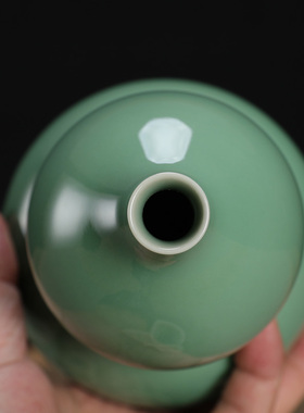 龙泉市青瓷刘昌庭全手工弟窑梅子青小号花瓶花器摆件陶瓷插花葫芦