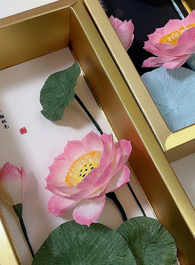 纸艺荷花立体画手工diy成品定制