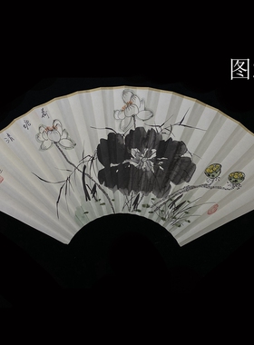 手绘扇面纯手绘花鸟山水文玩折扇