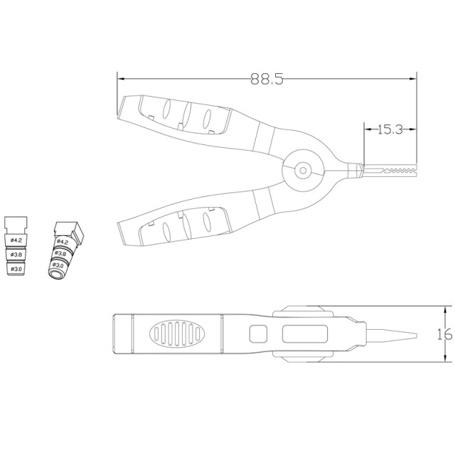 Kelvin test clip welding LCR bridge resistor clamp pointed mouth pure copper gold-plated high current four-wire alligator clip