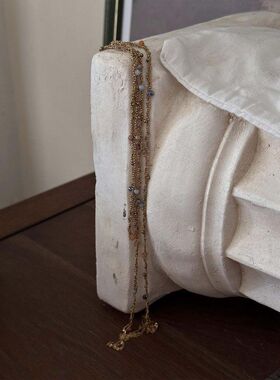 手工编织防水防汗重工中长款流苏法式长项链多圈