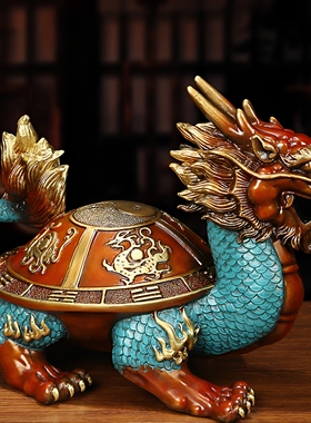 全铜八宝龙龟摆件铜八卦龙头龟