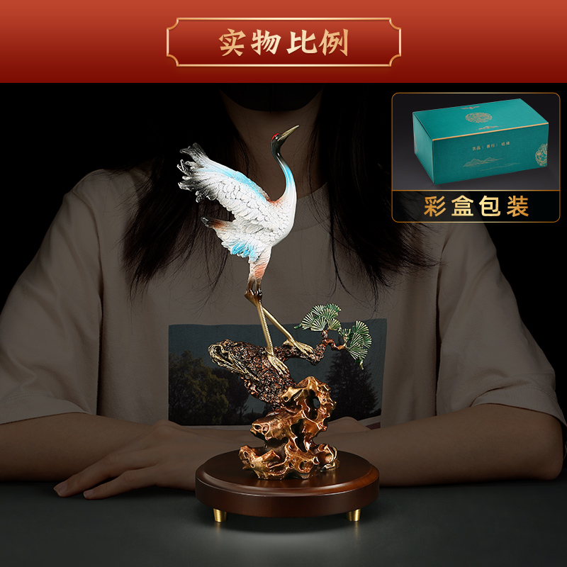 吉善缘《松鹤延年》铜仙鹤摆件 家居客厅玄关贺寿 礼物工艺品0916