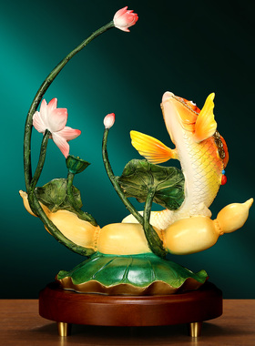 吉善缘《年年有余》黄铜鱼摆件 家居中式客厅公司乔迁礼物A0053