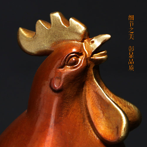 吉善缘《一鸣惊人》全铜公鸡摆件招财金鸡铜彩家居装饰工艺品0176 - 图1