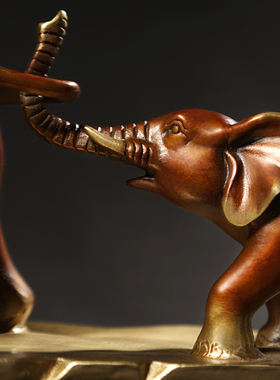 【清仓】吉善缘《携手》铜大象摆件 招财家居客厅装饰礼品0822A